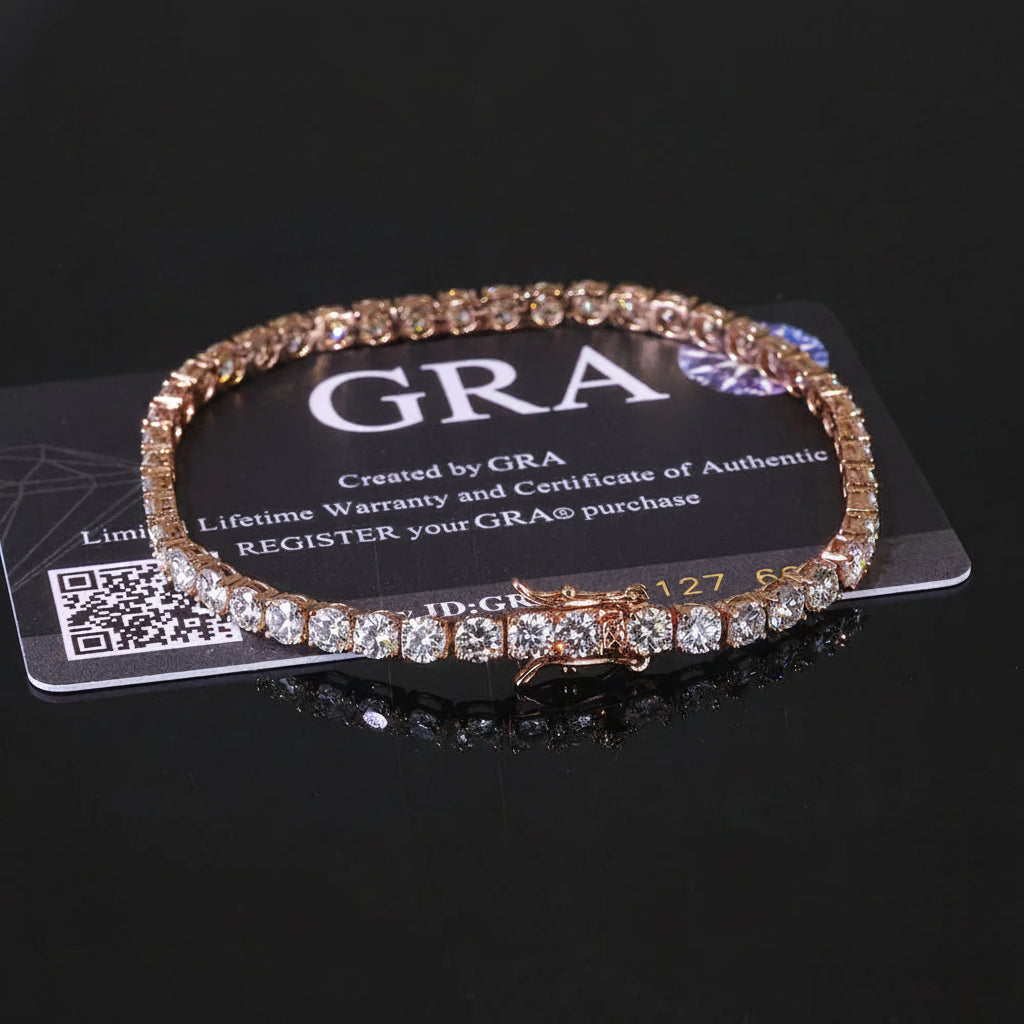 NUOYA VVS Moissanite Tennis Bracelet Women Iced Out Round Brilliant Cut 925 Silver Rose Gold Plated Jewelry Gift for Party - 4