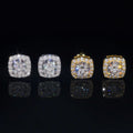 Pass Diamond Tester 925 Silver Screw Back Iced Out 1ct 2ct Hip Hop Halo Square Moissanite Stud Earrings - 5