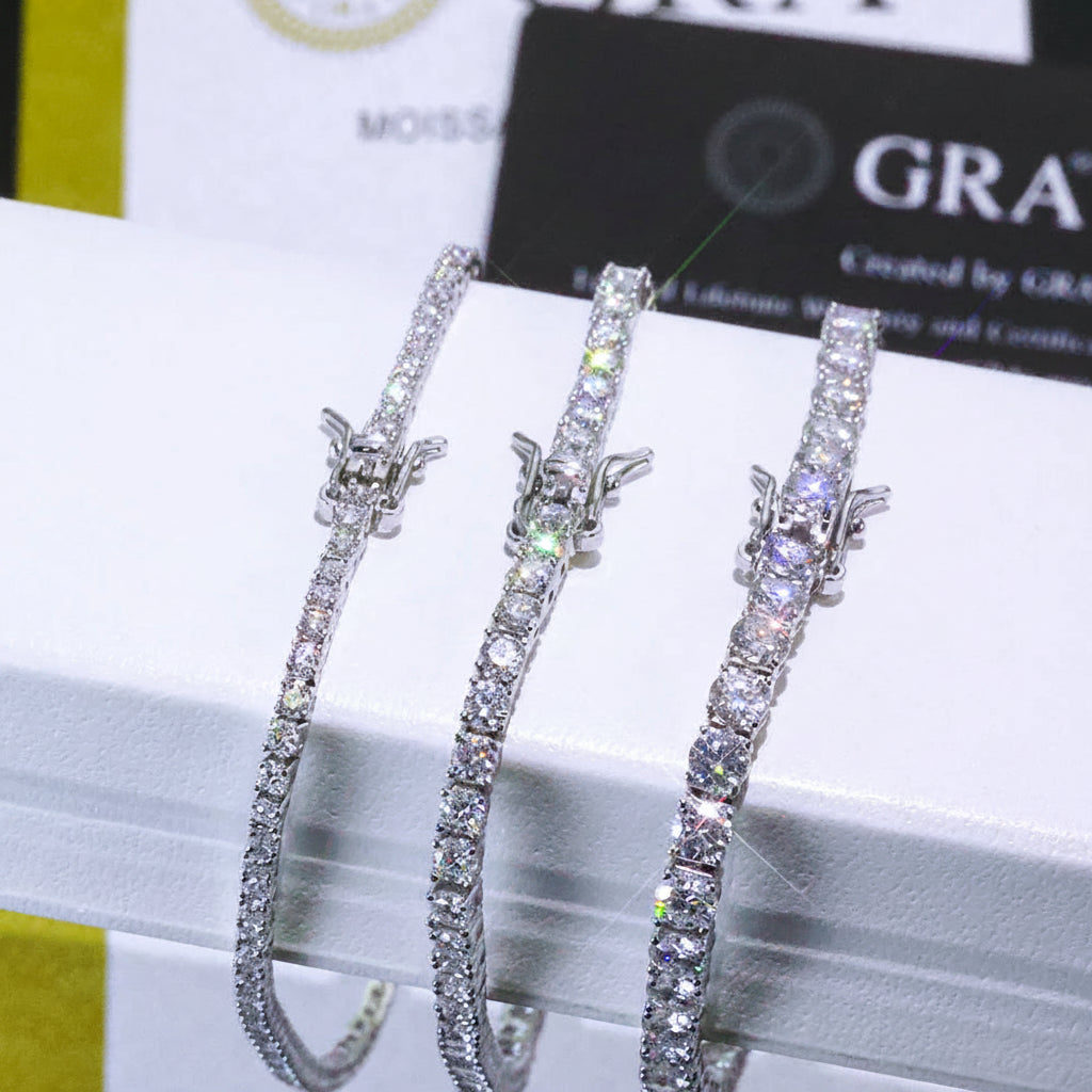 NUOYA Custom 2/3/4/5MM VVS Moissanite Diamond Tennis Bracelet 925 Sterling Silver Tennis Chain Jewelry for Men Women - 3