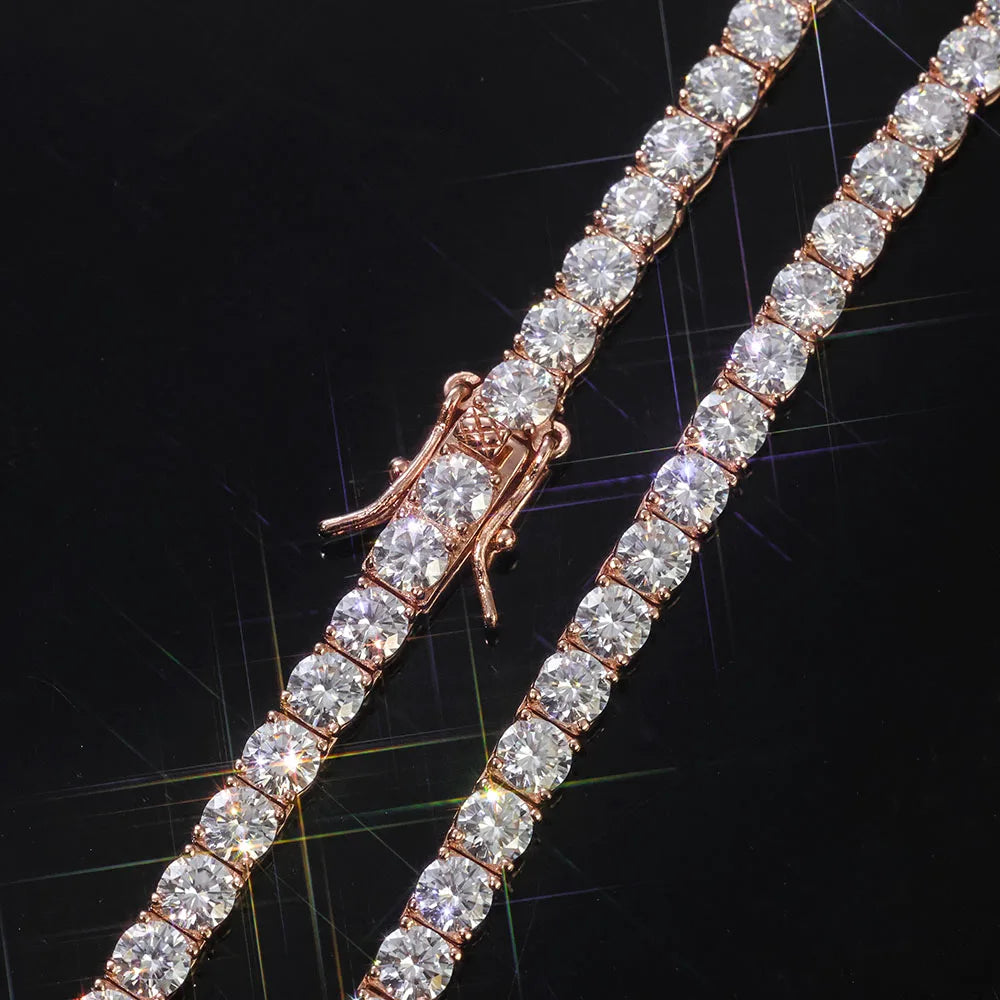 NUOYA VVS Moissanite Tennis Bracelet Women Iced Out Round Brilliant Cut 925 Silver Rose Gold Plated Jewelry Gift for Party - 6
