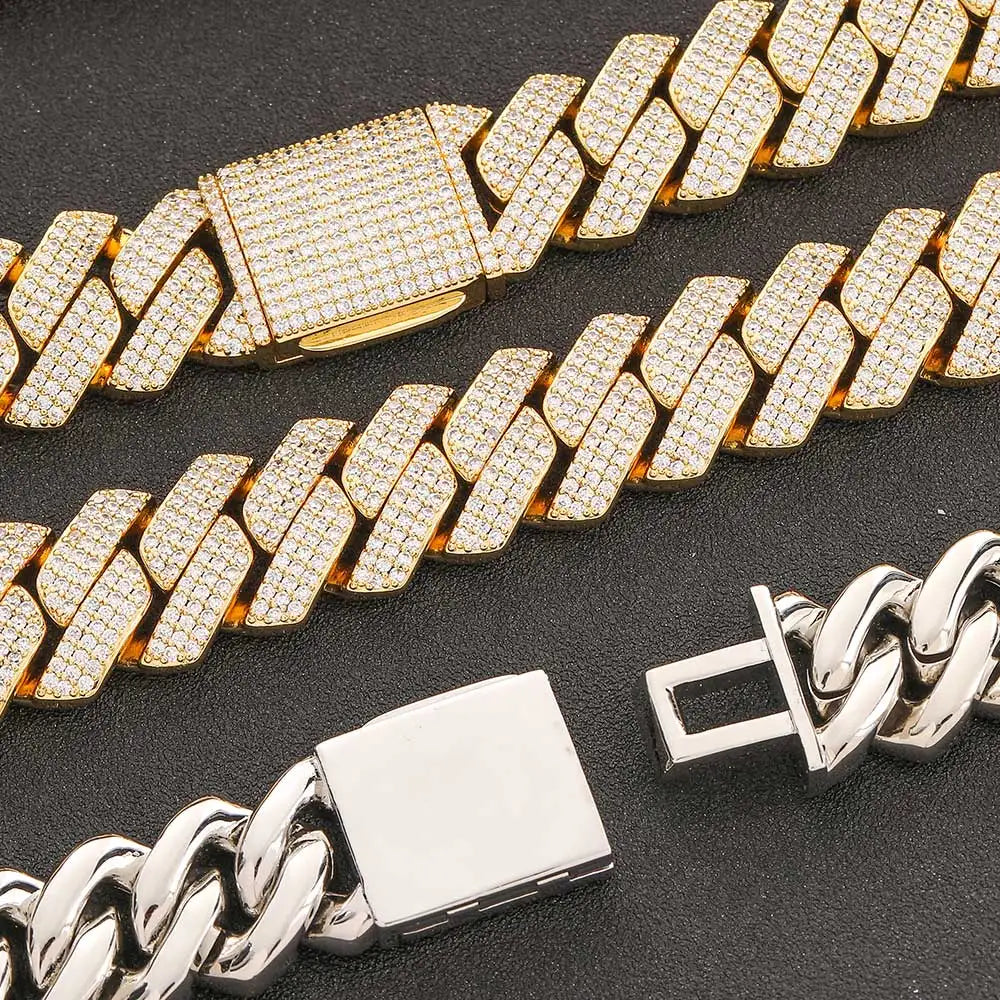【20mm / 3列】アイスアウト キューバンリンクチェーン - CZ Diamond / Hip Hop Jewelry - 5