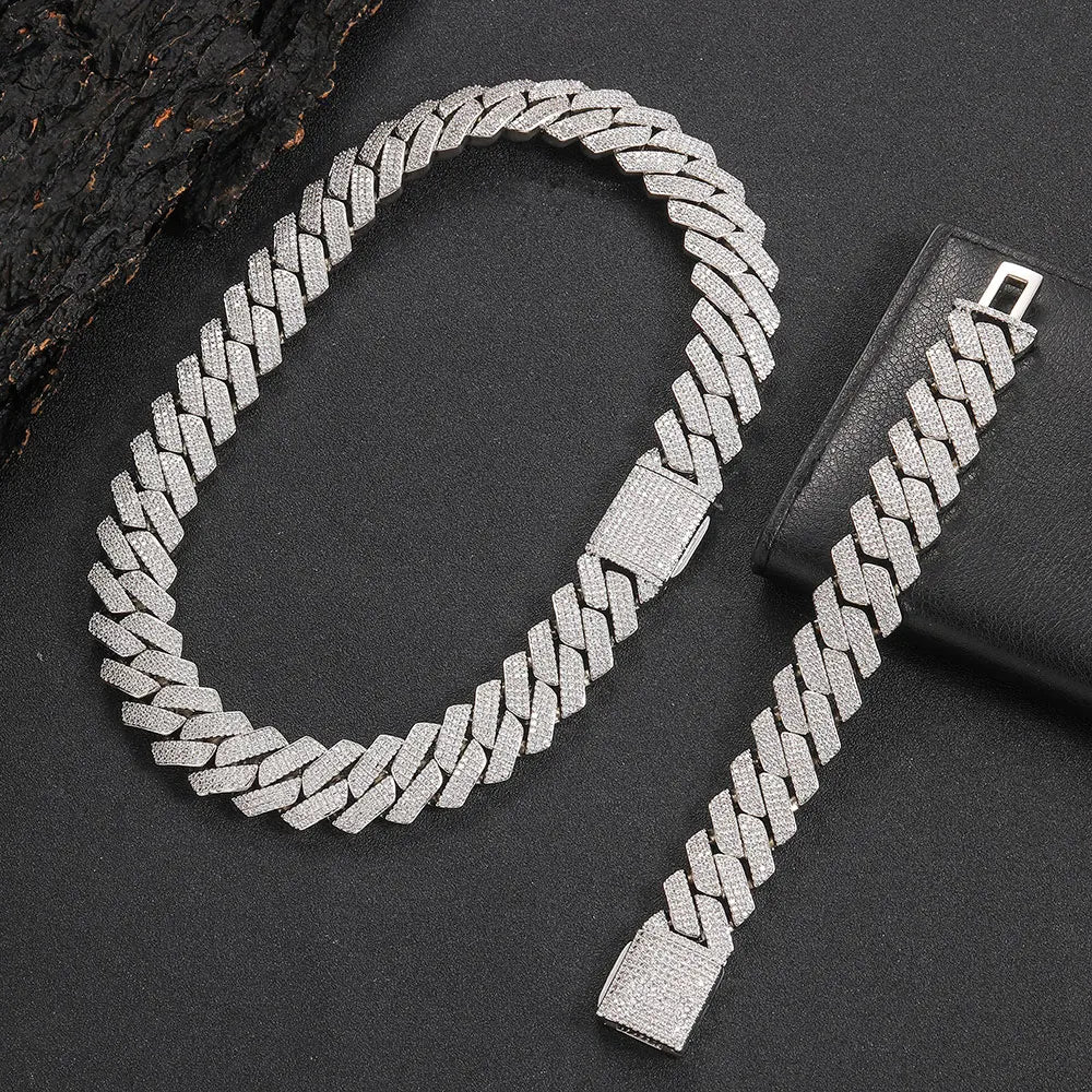 【20mm / 3列】アイスアウト キューバンリンクチェーン - CZ Diamond / Hip Hop Jewelry - 1