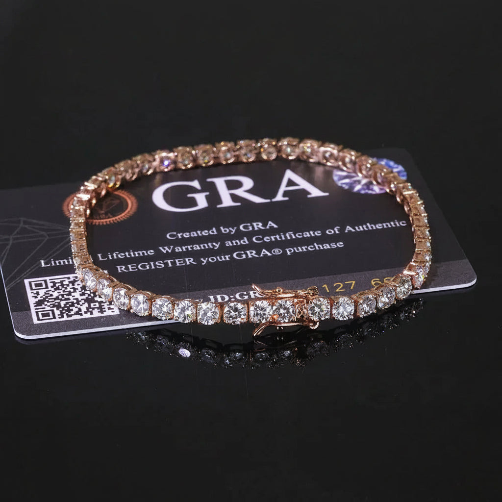 NUOYA VVS Moissanite Tennis Bracelet Women Iced Out Round Brilliant Cut 925 Silver Rose Gold Plated Jewelry Gift for Party - 2