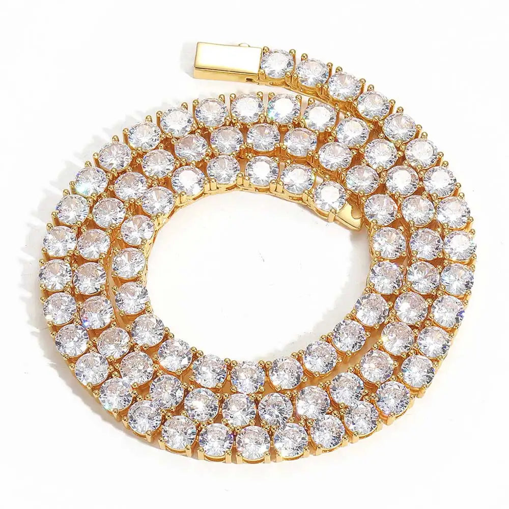 【3mm／アイスダイヤモンド】テニスチェーンネックレス シルバー Iced Out Tennis Chain - Hip Hop Jewelry - 4