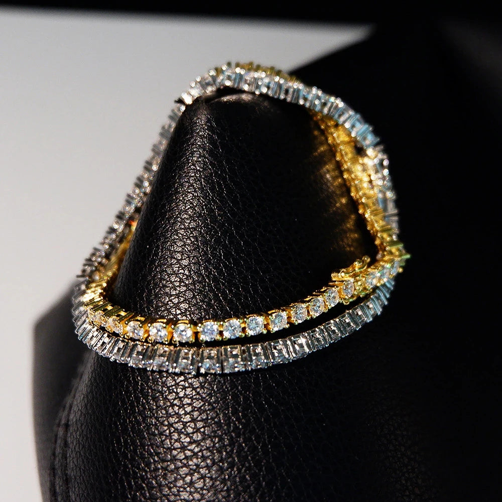 NUOYA 3/4/5MM Iced Out Diamond Tennis Bracelets Gold Silver Plated Brass Man Zircon Cubic Zirconia Tenis Bracelets for Men Women - 6