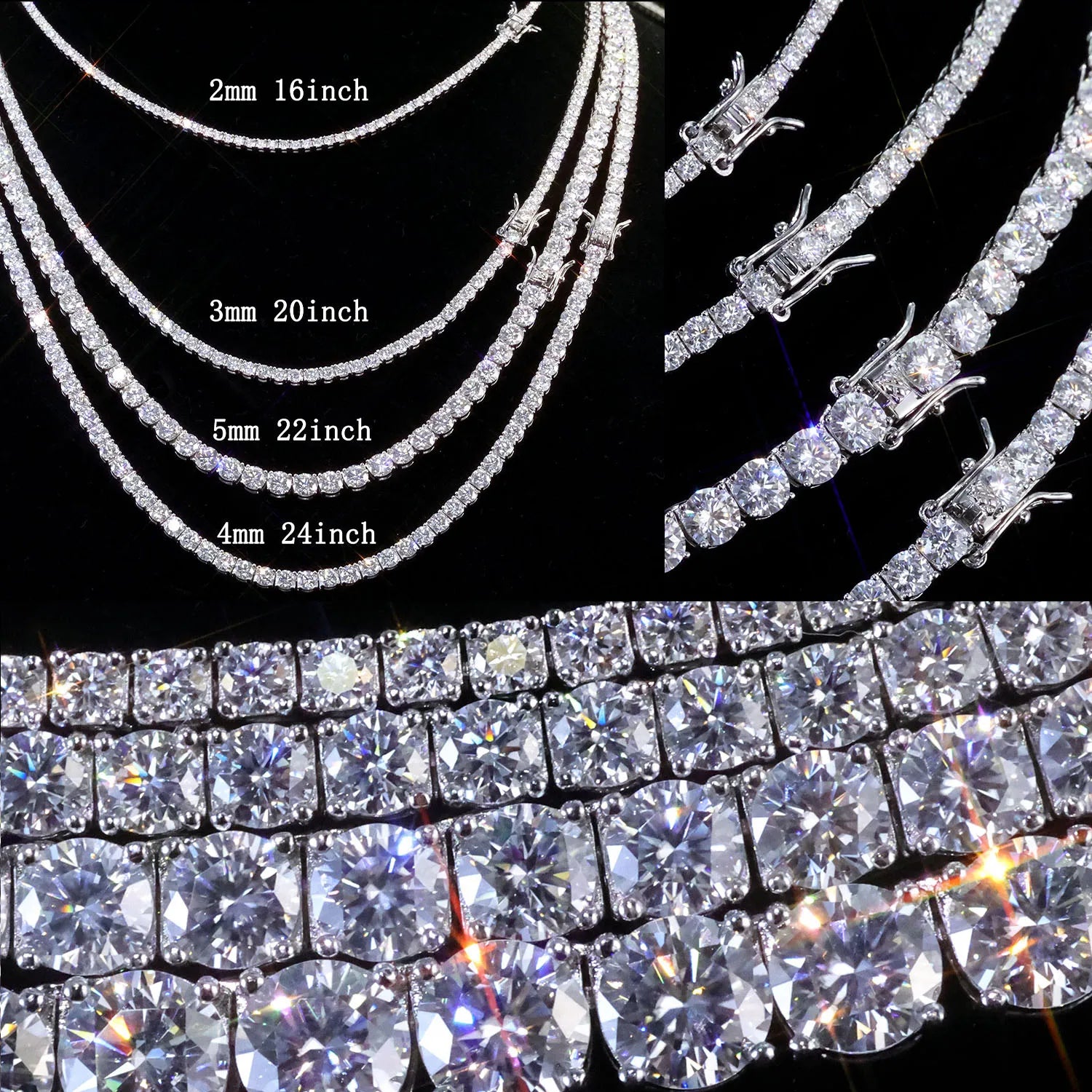 NUOYA Custom 2/3/4/5MM VVS Moissanite Diamond Tennis Bracelet 925 Sterling Silver Tennis Chain Jewelry for Men Women - 5