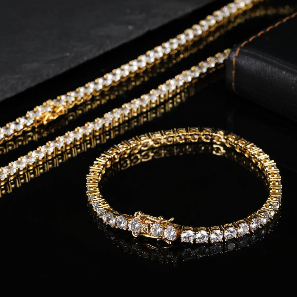 NUOYA 3/4/5MM Iced Out Diamond Tennis Bracelets Gold Silver Plated Brass Man Zircon Cubic Zirconia Tenis Bracelets for Men Women - 4