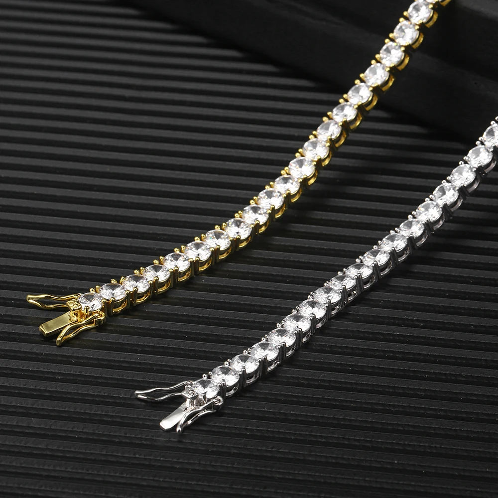 NUOYA 3/4/5MM Iced Out Diamond Tennis Bracelets Gold Silver Plated Brass Man Zircon Cubic Zirconia Tenis Bracelets for Men Women - 5