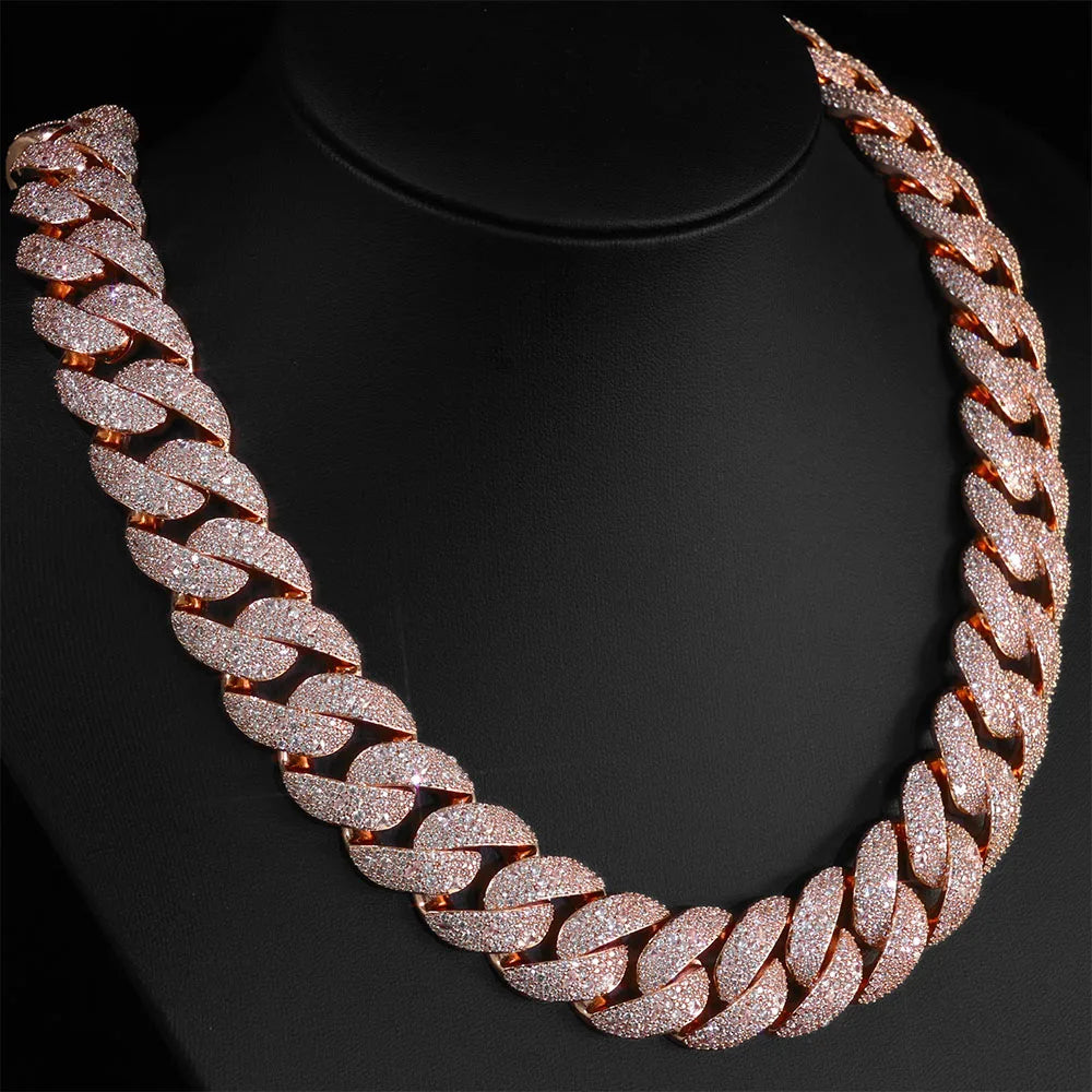 【22mm ローズゴールド／カーブドフリップクラスプ】ラグジュアリー キューバンリンクチェーン - Iced Out Zircon - 6