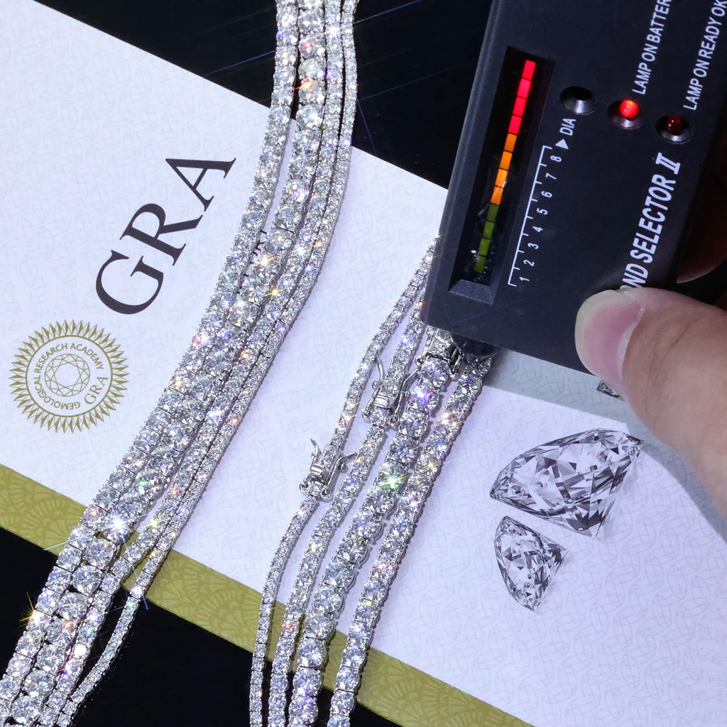 NUOYA Custom 2/3/4/5MM VVS Moissanite Diamond Tennis Bracelet 925 Sterling Silver Tennis Chain Jewelry for Men Women - 4