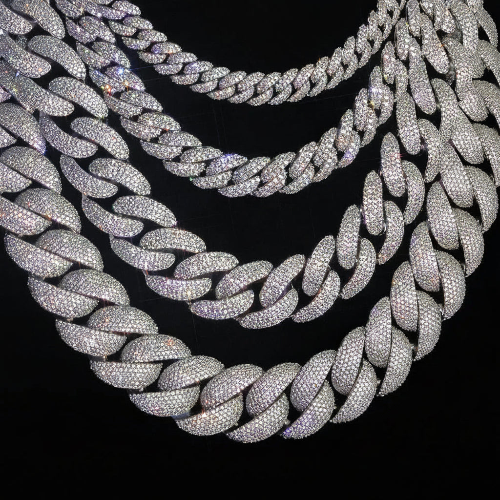 【10mm-20mm 極太】アイスアウト キューバンリンクチェーン - Bling CZ Stone / Gold Plated - 1