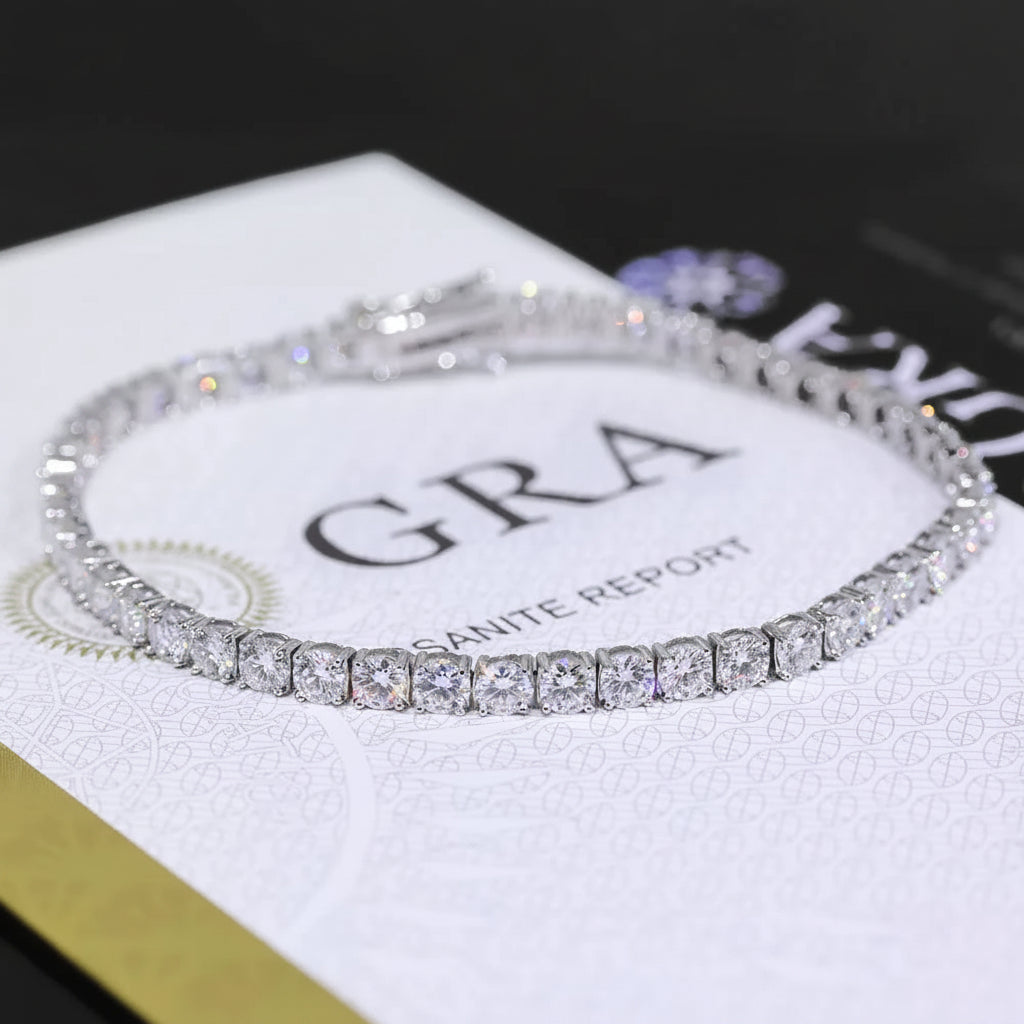 NUOYA Custom 2/3/4/5MM VVS Moissanite Diamond Tennis Bracelet 925 Sterling Silver Tennis Chain Jewelry for Men Women - 1