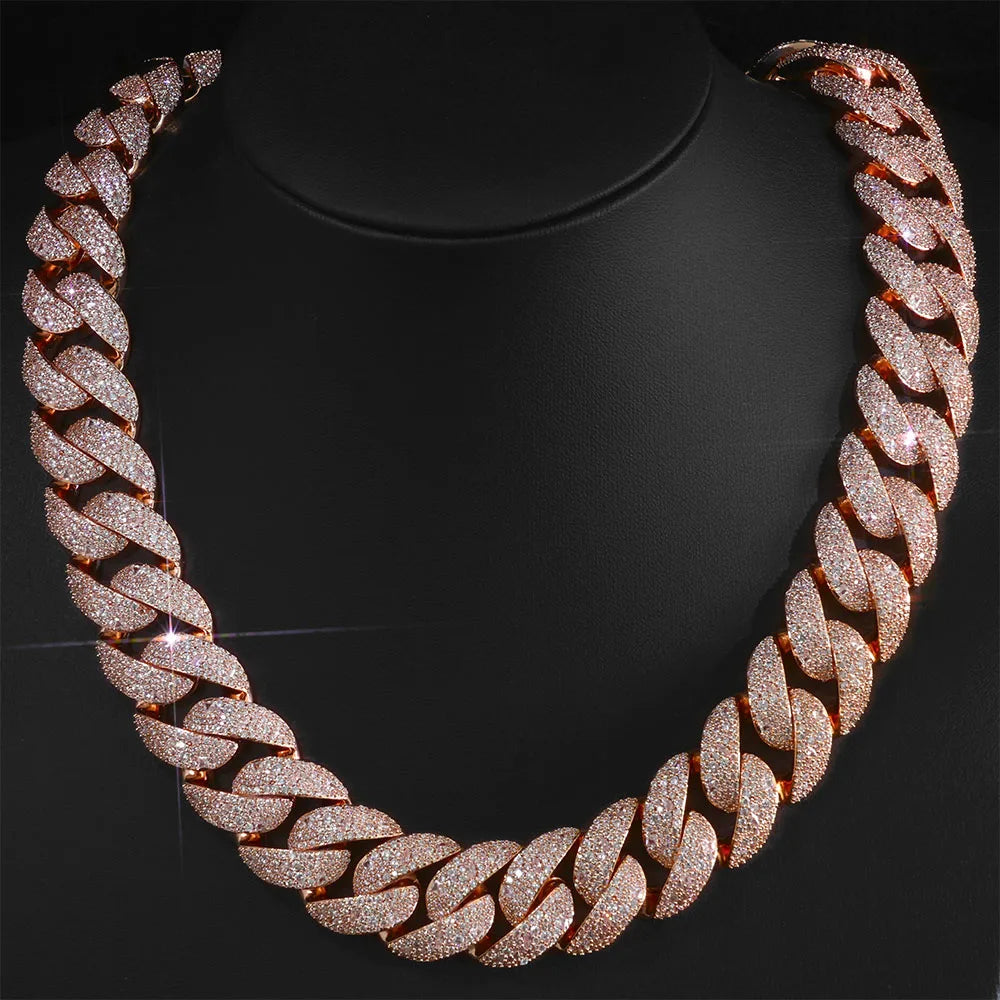 【22mm ローズゴールド／カーブドフリップクラスプ】ラグジュアリー キューバンリンクチェーン - Iced Out Zircon - 2