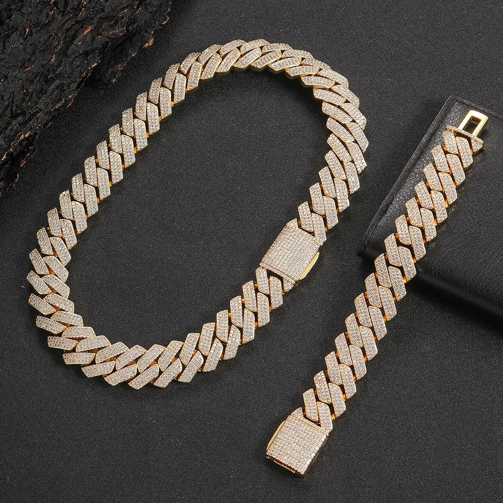 【20mm / 3列】アイスアウト キューバンリンクチェーン - CZ Diamond / Hip Hop Jewelry - 6