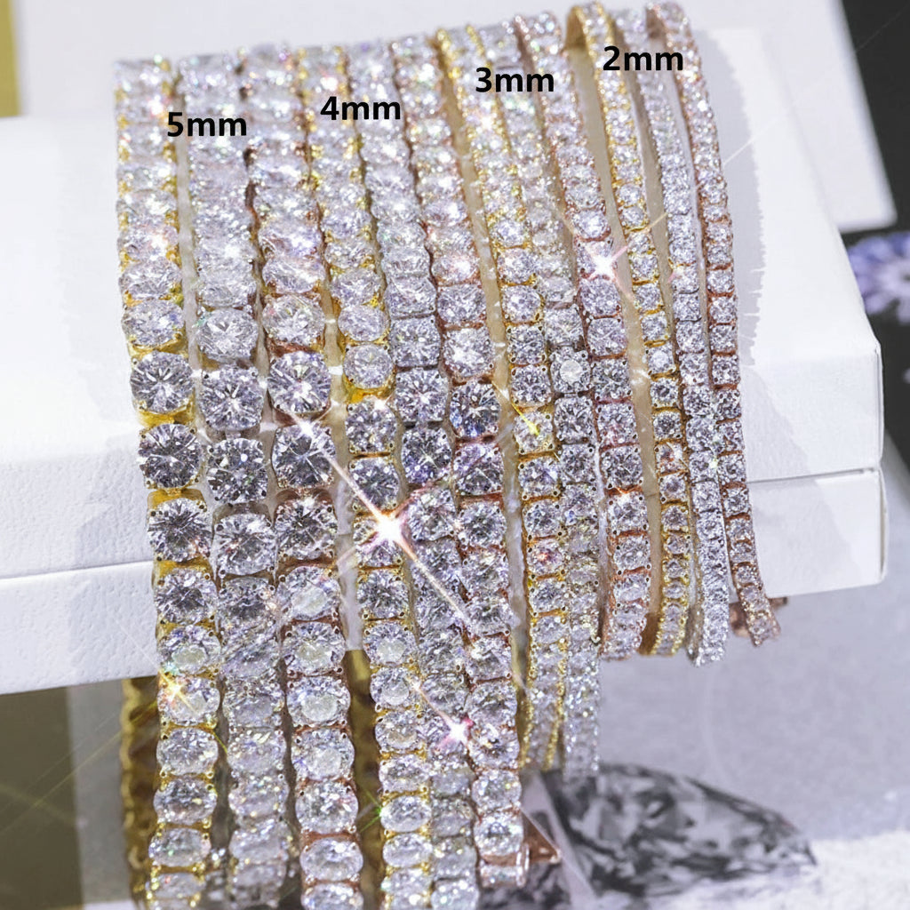 NUOYA Custom 2/3/4/5MM VVS Moissanite Diamond Tennis Bracelet 925 Sterling Silver Tennis Chain Jewelry for Men Women - 2