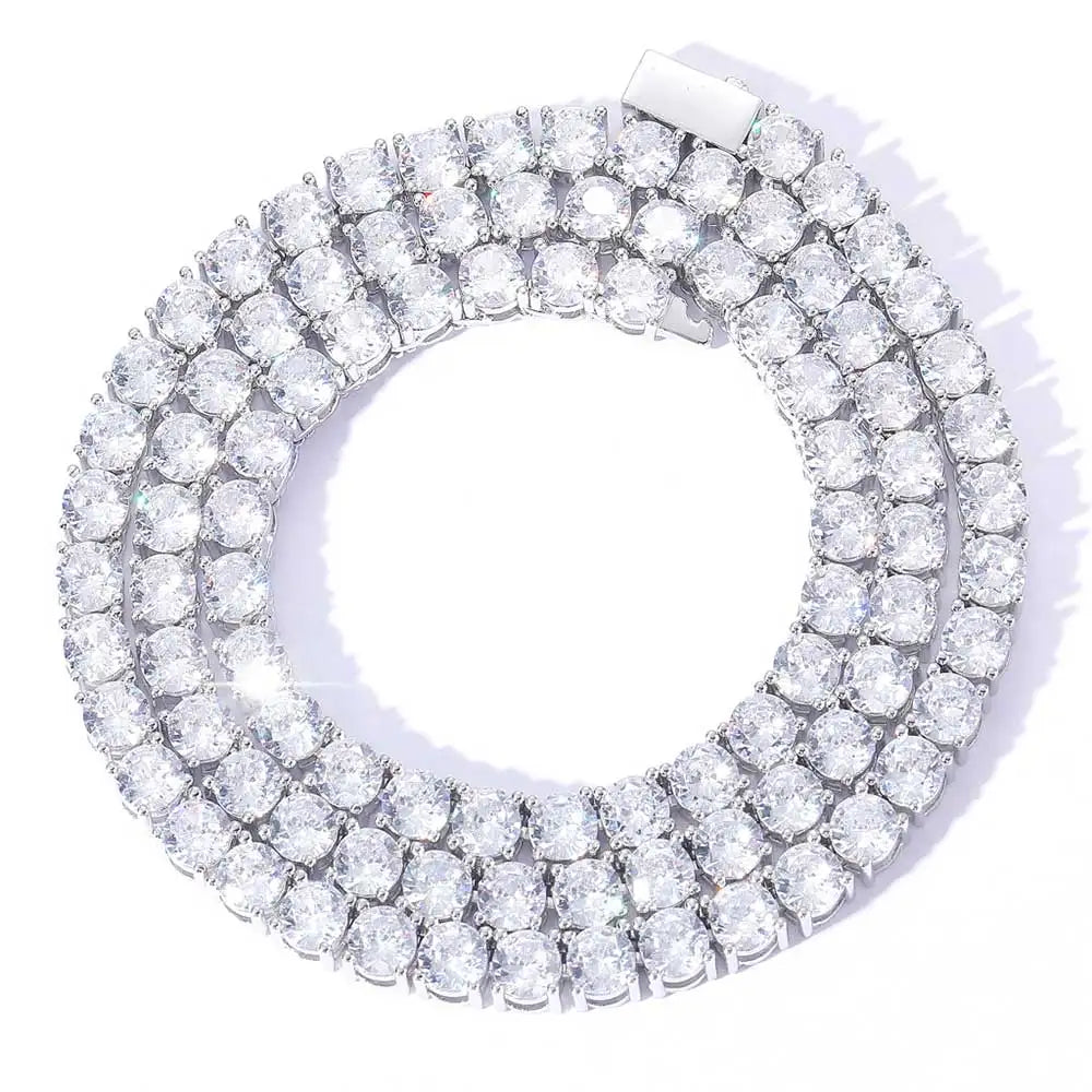 【3mm／アイスダイヤモンド】テニスチェーンネックレス シルバー Iced Out Tennis Chain - Hip Hop Jewelry - 5