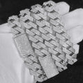 Hip Hop Jewelry 15mm 4 Rows Iced Out CZ Stone Prong Cuban Chain Necklace White Gold Prong Miami Cuban Link Chain for Men - 1
