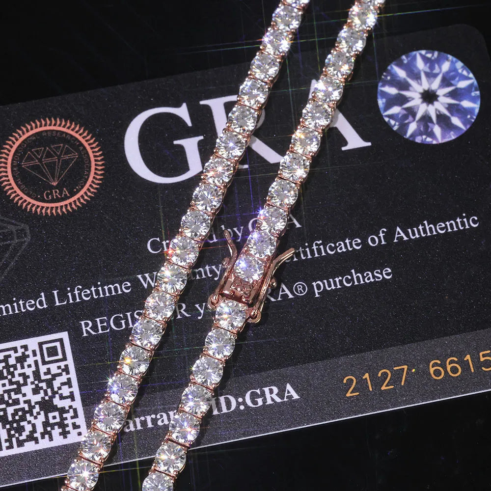 NUOYA VVS Moissanite Tennis Bracelet Women Iced Out Round Brilliant Cut 925 Silver Rose Gold Plated Jewelry Gift for Party - 5
